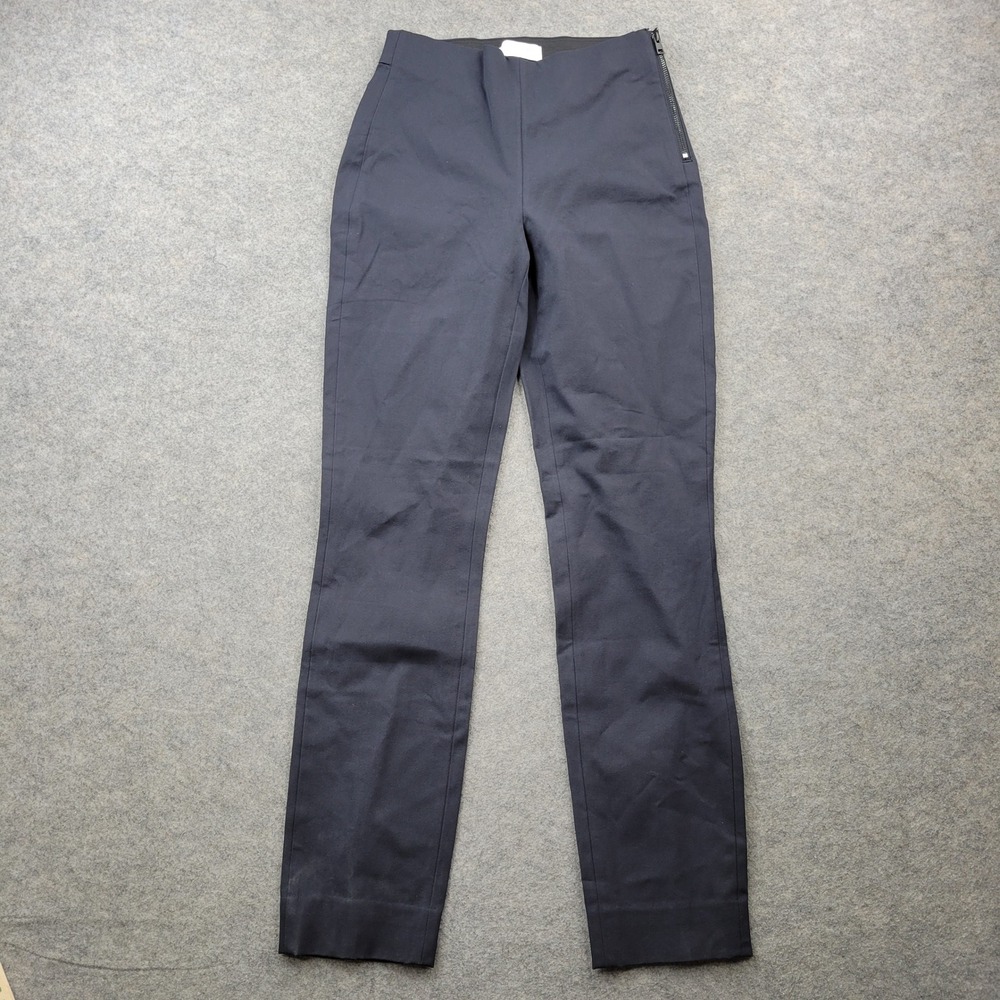 Everlane Womens Pants 00 Navy Blue Side Zip High Waist Slim Leg Cotton Blend